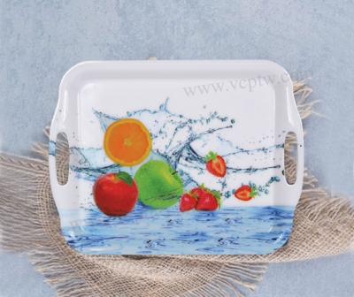 MELAMINE TRAY WITH HOLE HANDLES 